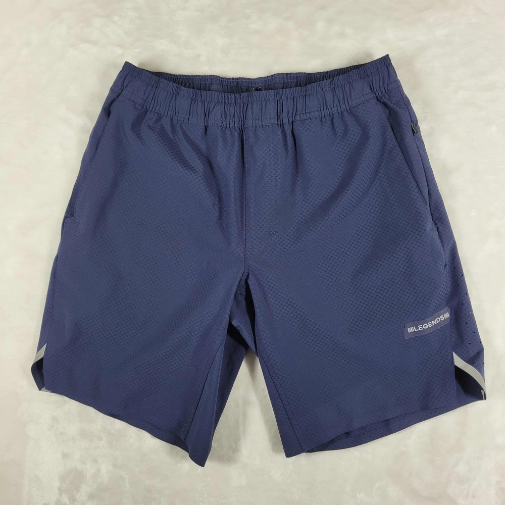 Legends Shorts Men's Medium Blue Lined 9"‎ Inseam Active Gym Training Run